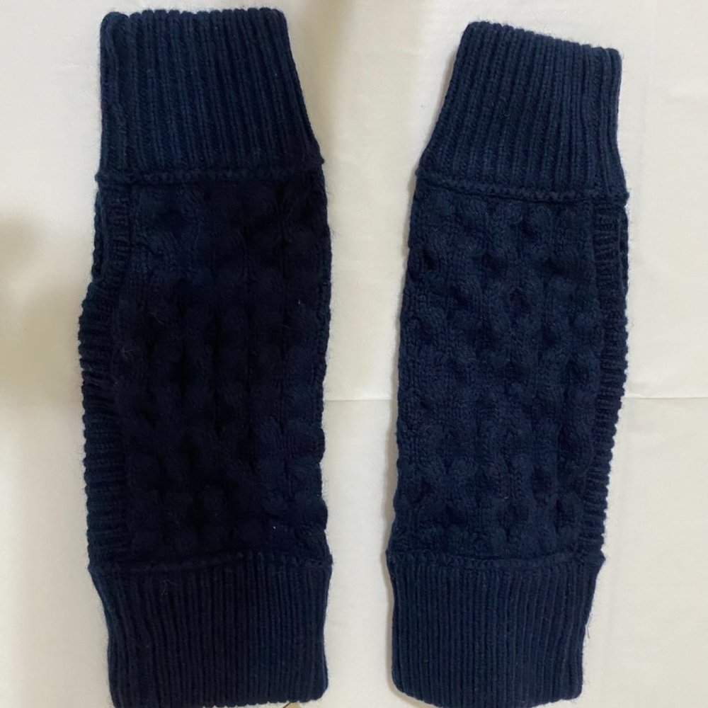 BURBERRY mens patchwork cable cotton cash knitted fingerless gloves - Picture 2 of 3